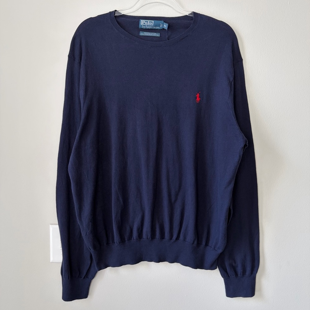 POLO by Ralph Lauren Navy Pima Cotton Crewneck Sweater